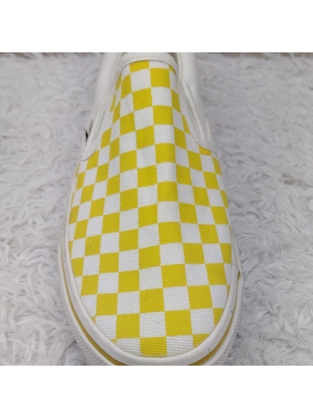 Vans DSY Off The Word Yellow Checkered Canvas Round Toe Low Top Slip-On Sneaker - Picture 12 of 16